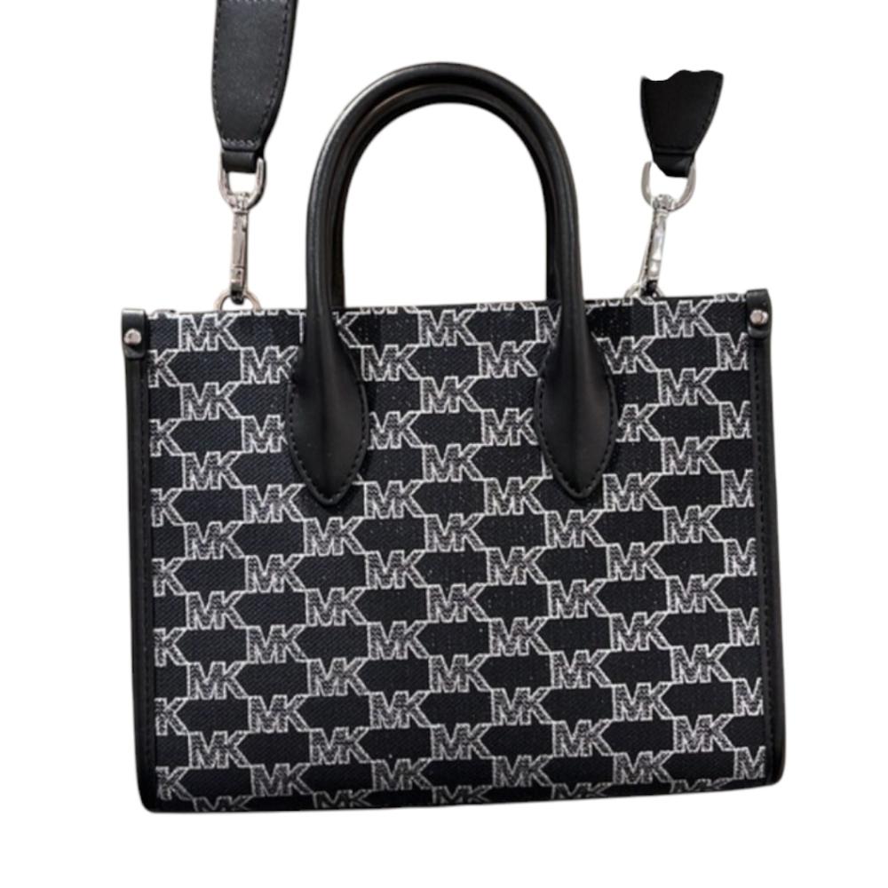 MICHAEL KORS MIRELLA SMALL shopper signature LOGO TOP ZIP black multi CROSSBODY - Picture 2 of 8